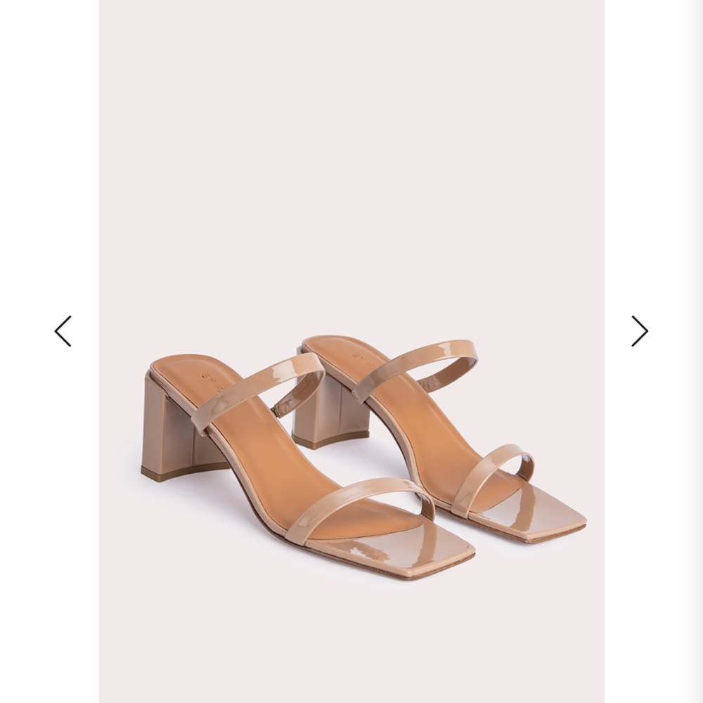 BY FAR Tanya Nude Patent Leather Strappy Heeled Sandals Size 40